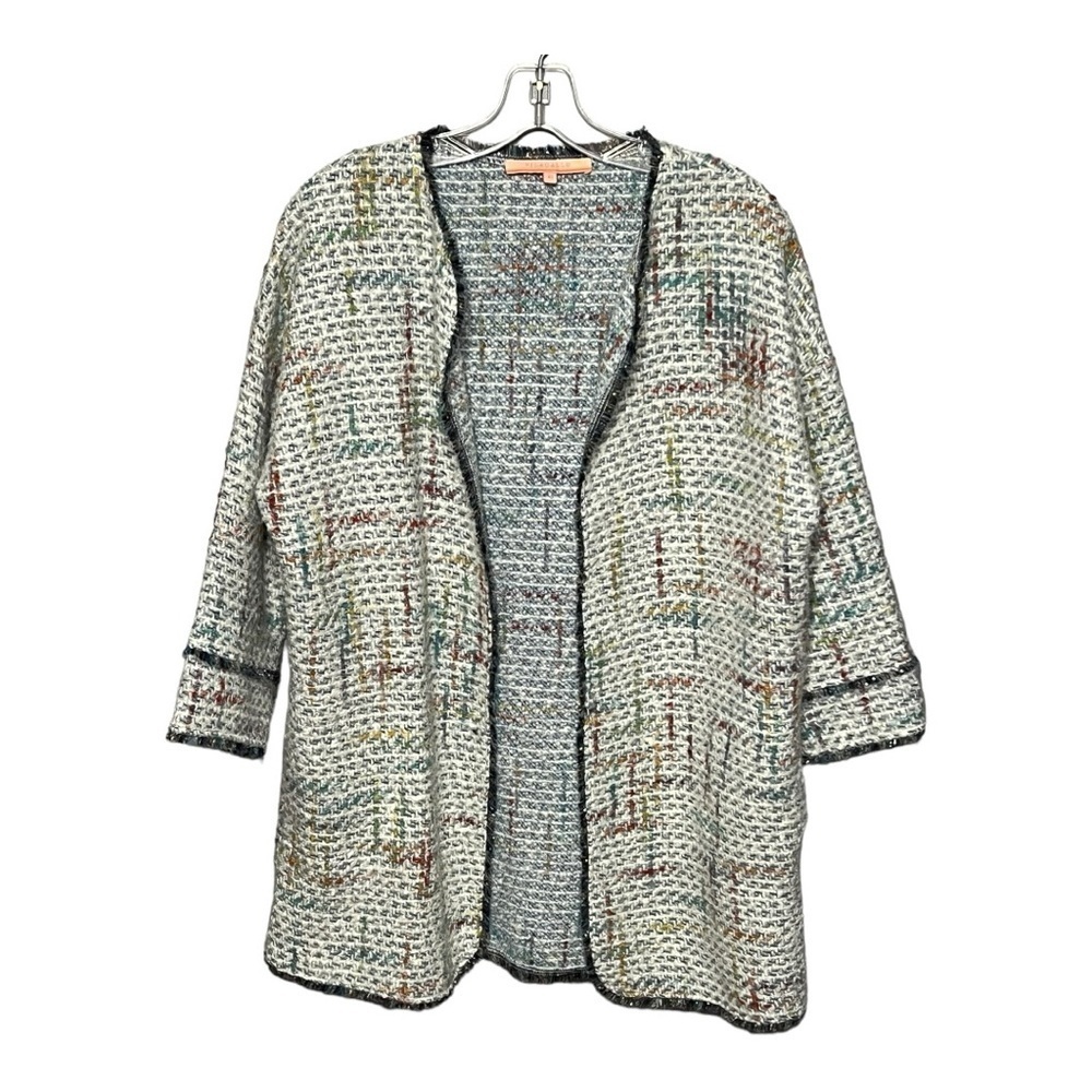 Vilagallo Wool Blended Multi Colored Tweed Knit Jacket Women’s Size 42